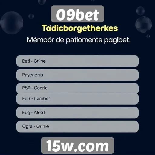 Métodos de pagamento disponíveis na 09bet
